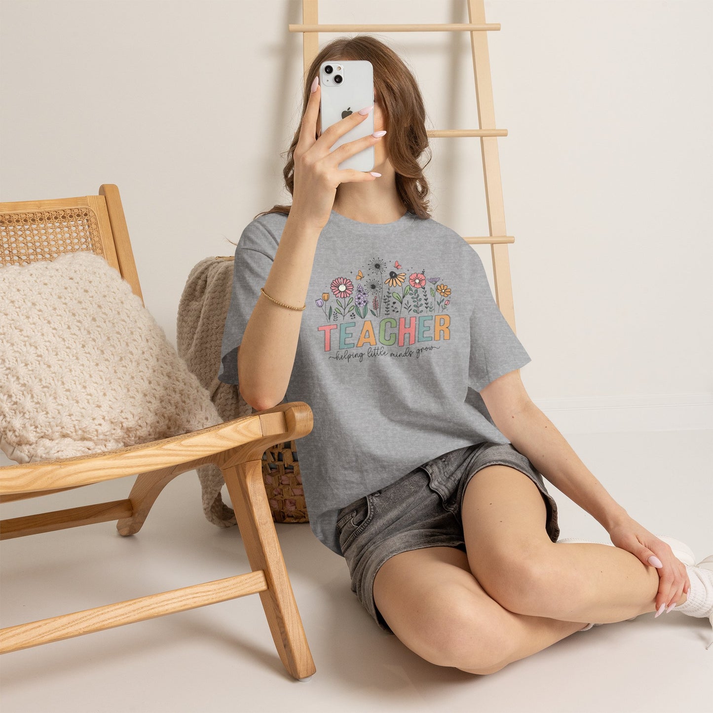 Teacher Floral T-Shirt — Gildan Heavy Cotton