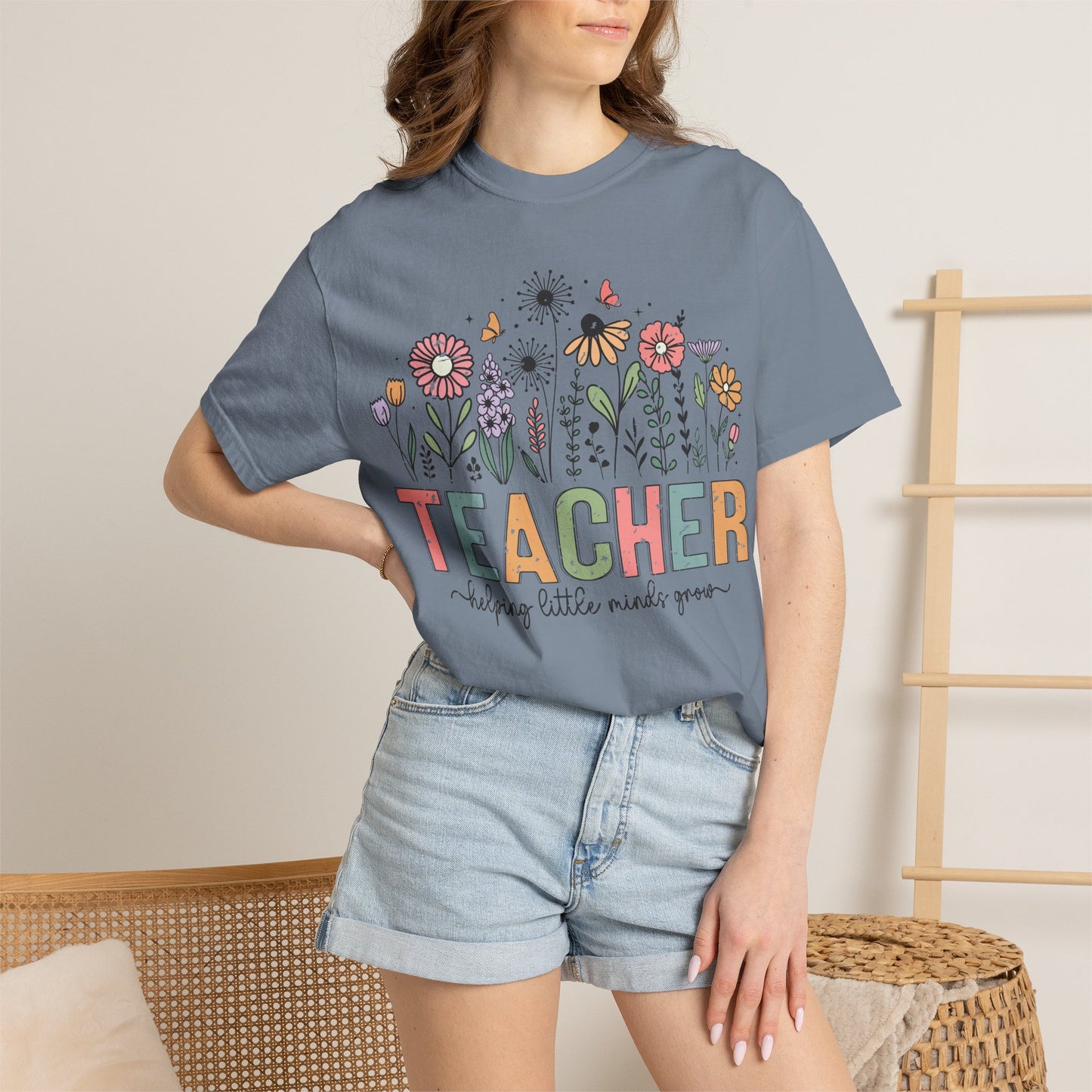 Teacher Floral T‑Shirt — Comfort Colors