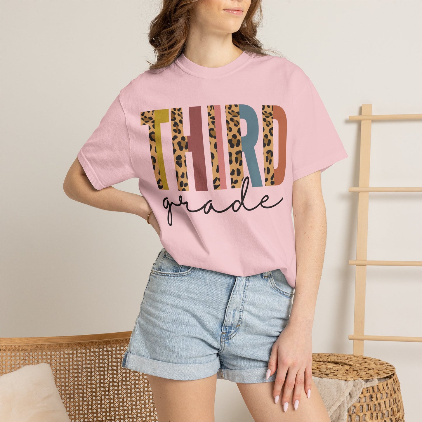 Third Grade Leopard Stripe Tee - Comfort Colors