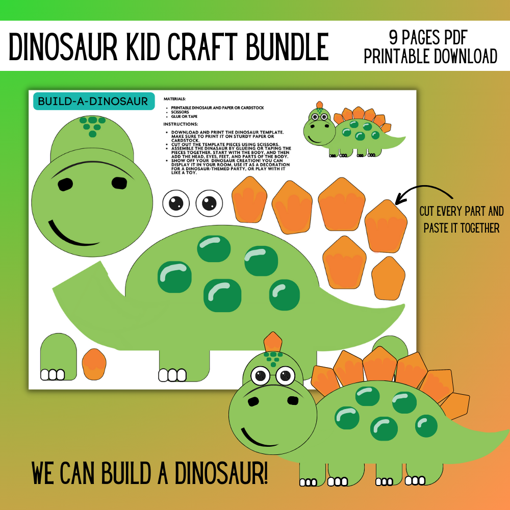 🦕 FREE Dinosaur Kids Craft Bundle (Printable PDF)