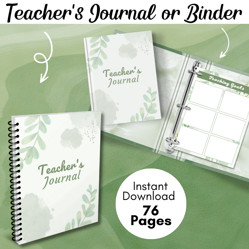 Teacher's Reflection Journal – Printable PDF Download