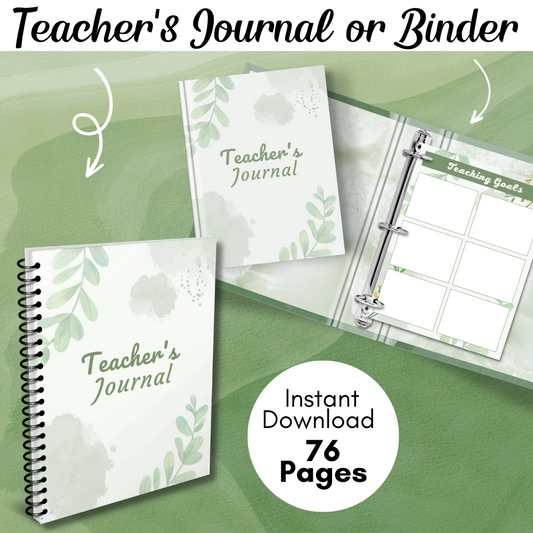 Teacher's Reflection Journal – Printable PDF Download