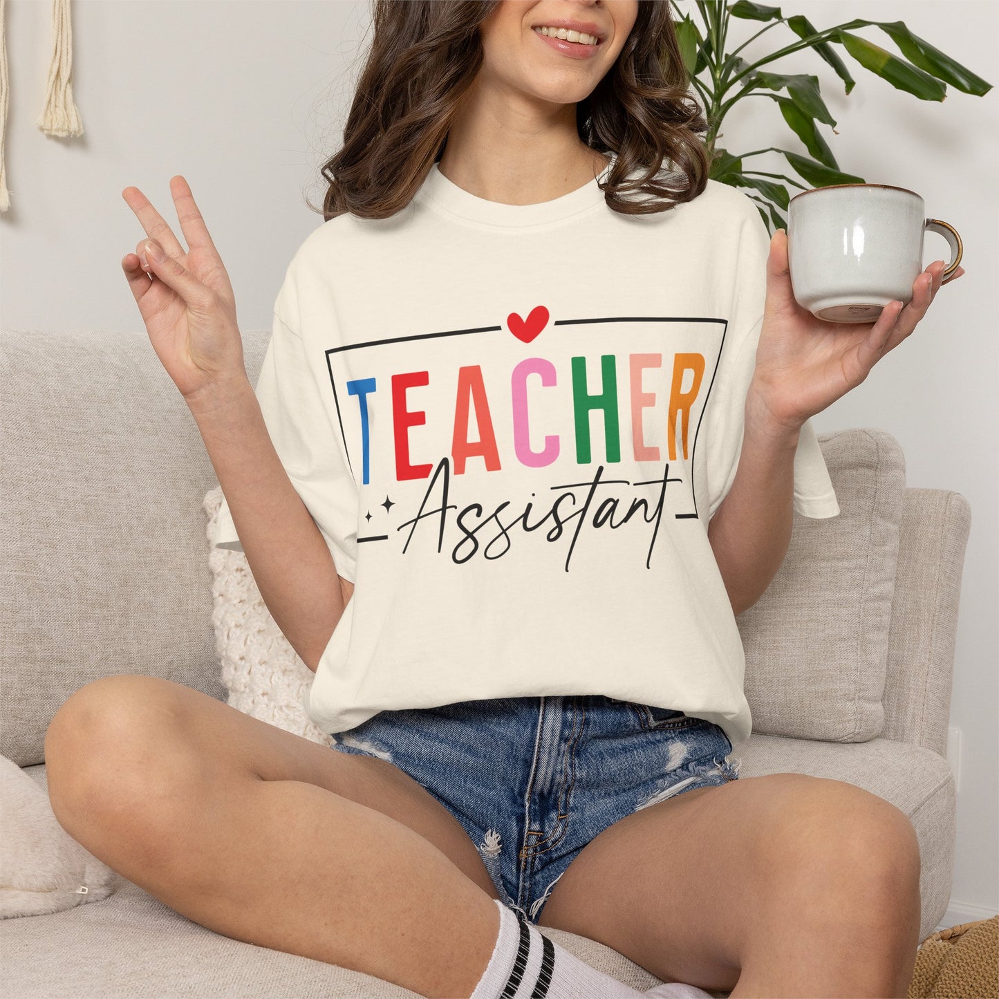 Teacher Assistant Colorful Light Tee — Comfort Colors