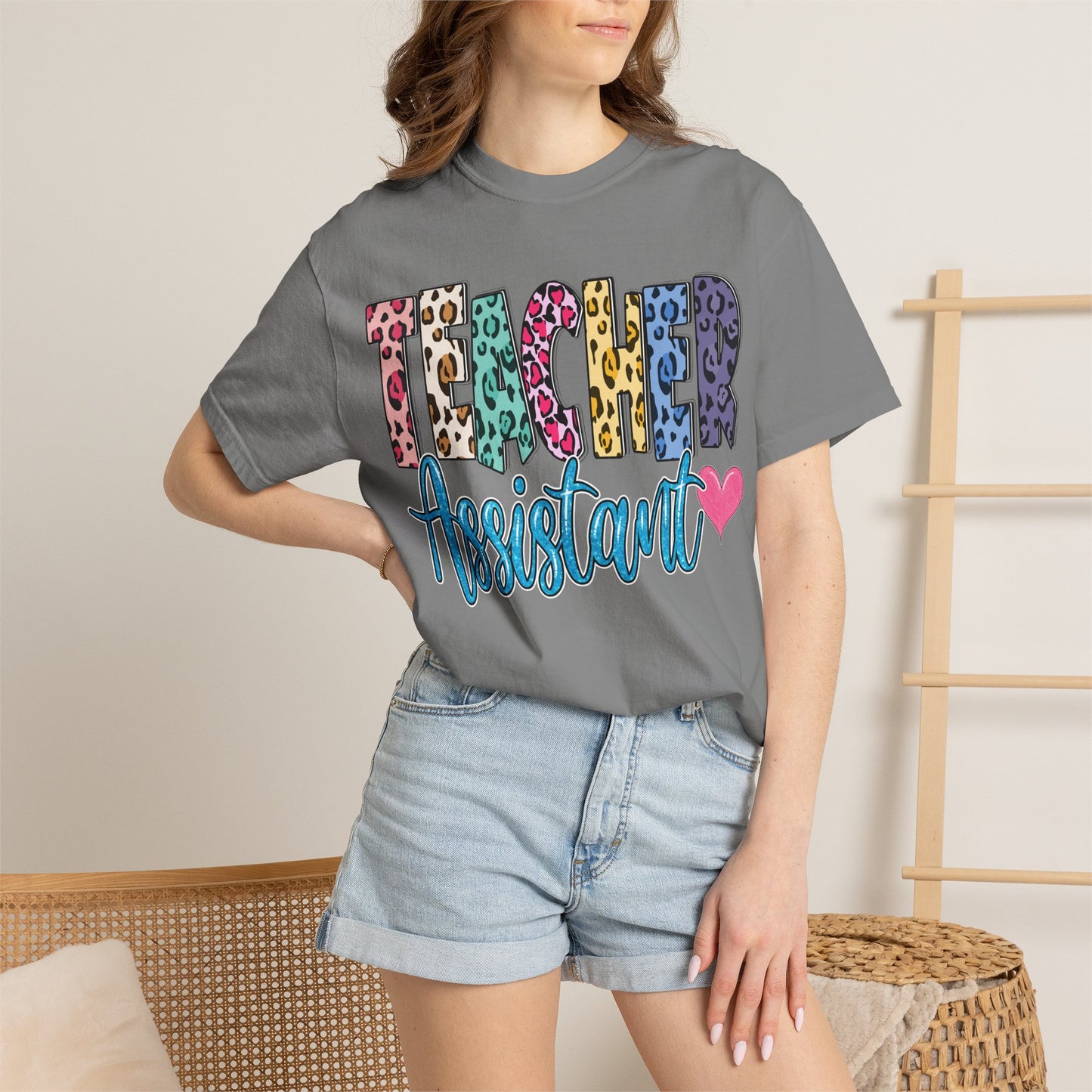 Teacher Assistant Leopard Print Tee -- Comfort Colors