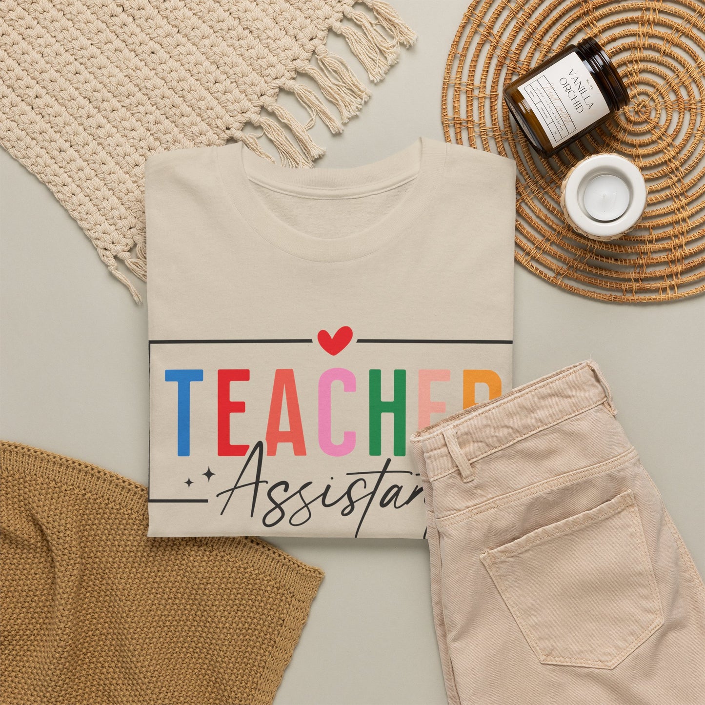 Teacher Assistant Colorful Light Tee — Gildan Heavy Cotton