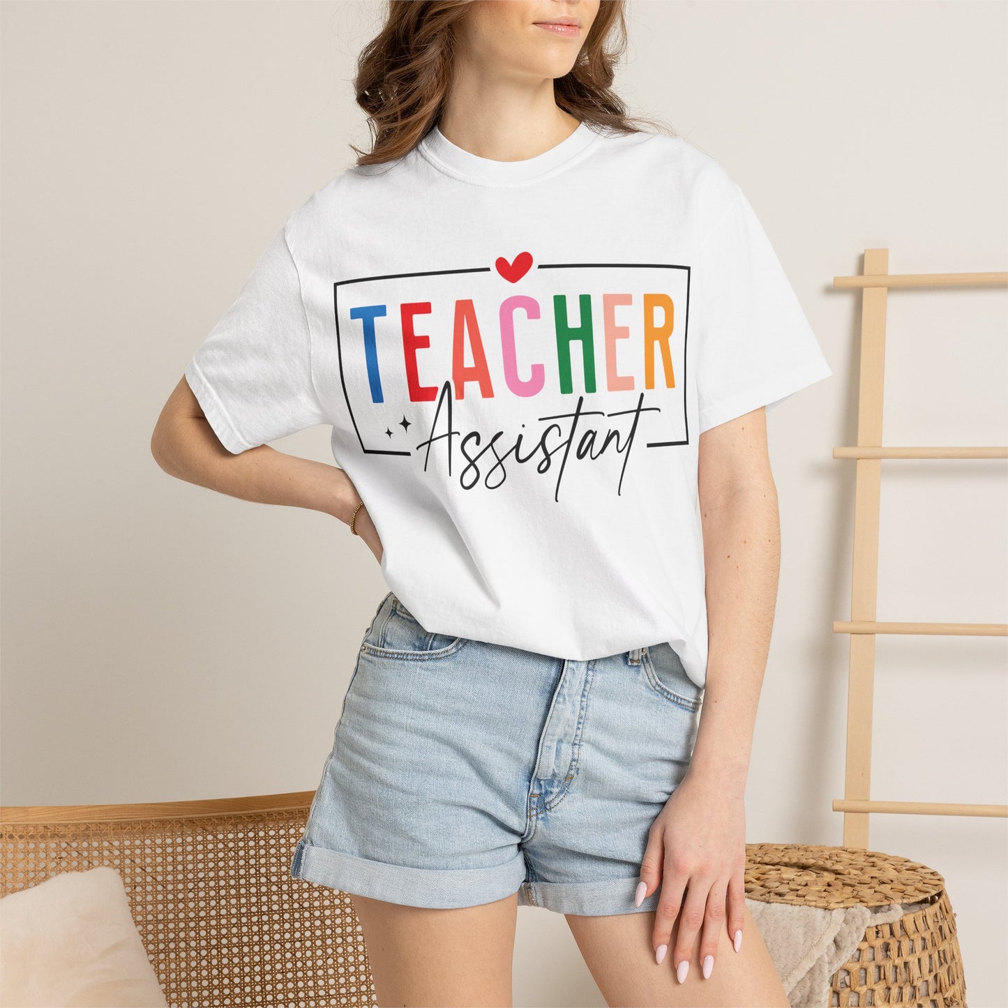 Teacher Assistant Colorful Light Tee — Comfort Colors