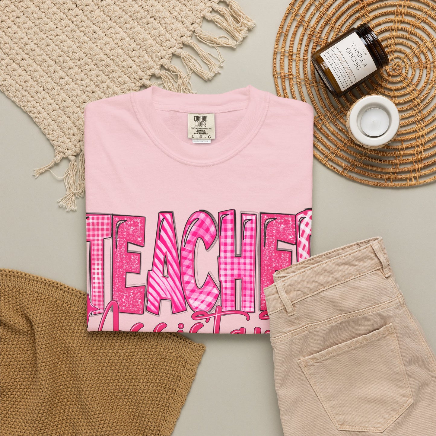 Pink Heart Teacher Assistant Tee — Comfort Colors