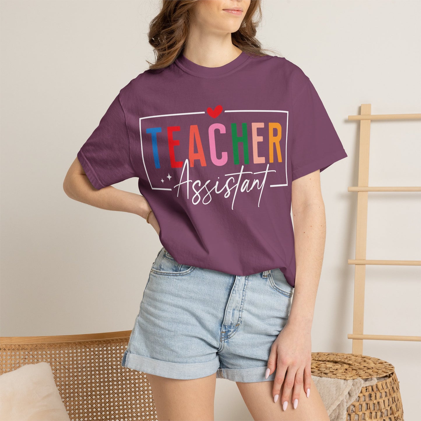 Teacher Assistant Colorful Dark Tee — Comfort Colors
