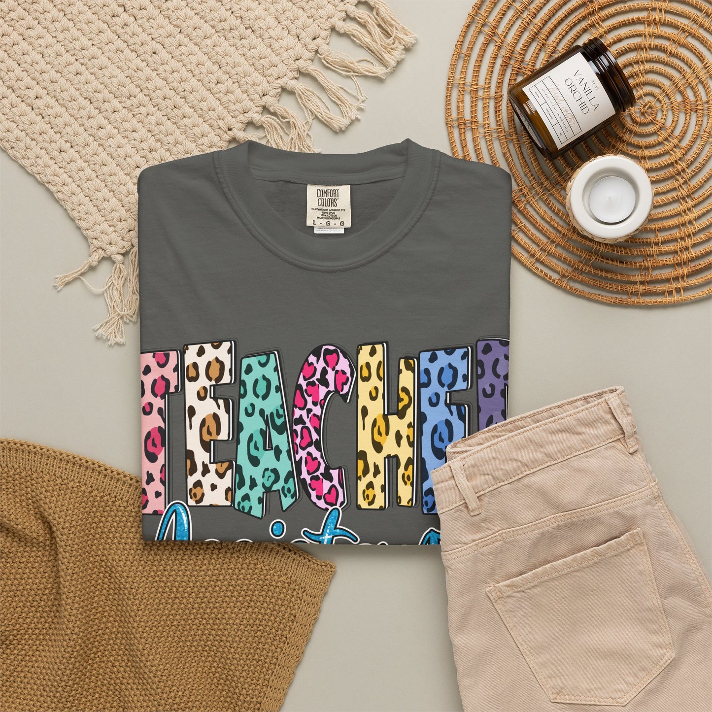 Teacher Assistant Leopard Print Tee -- Comfort Colors
