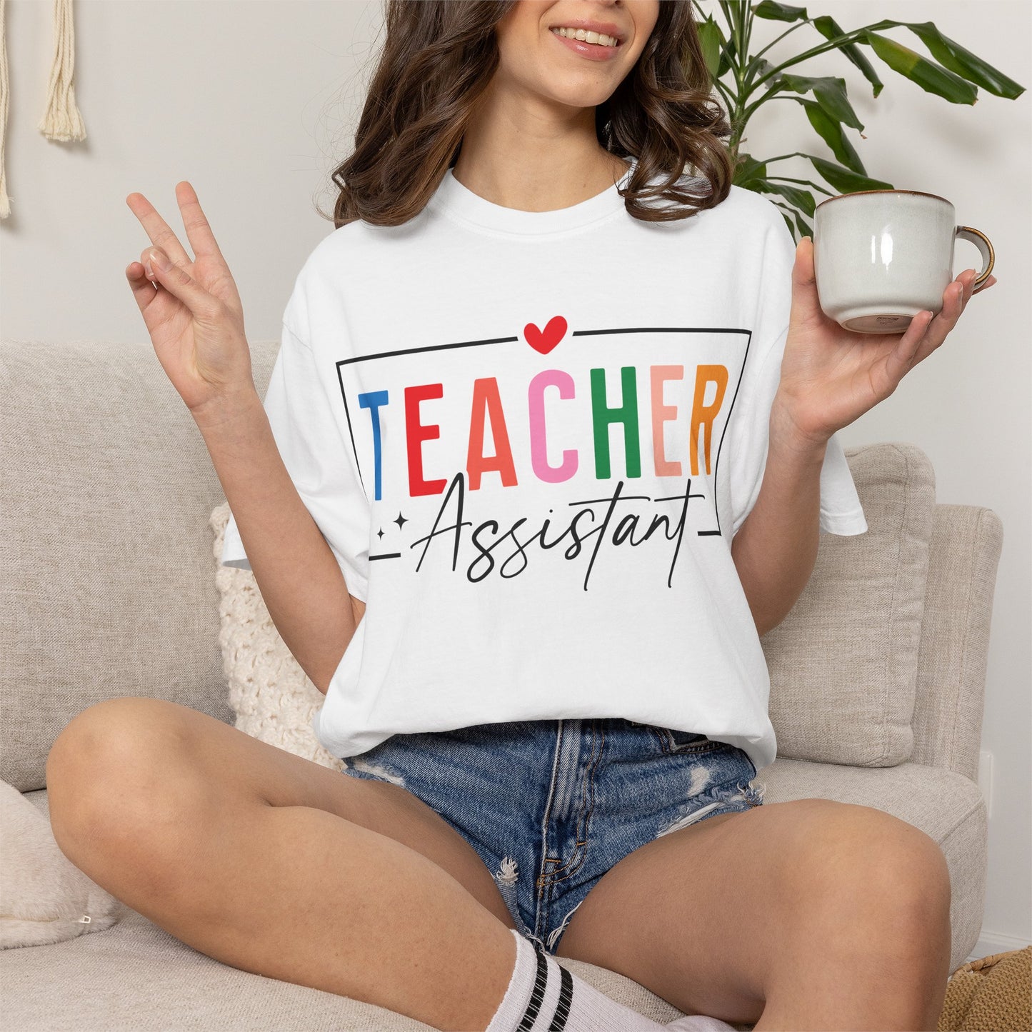 Teacher Assistant Colorful Light Tee — Comfort Colors