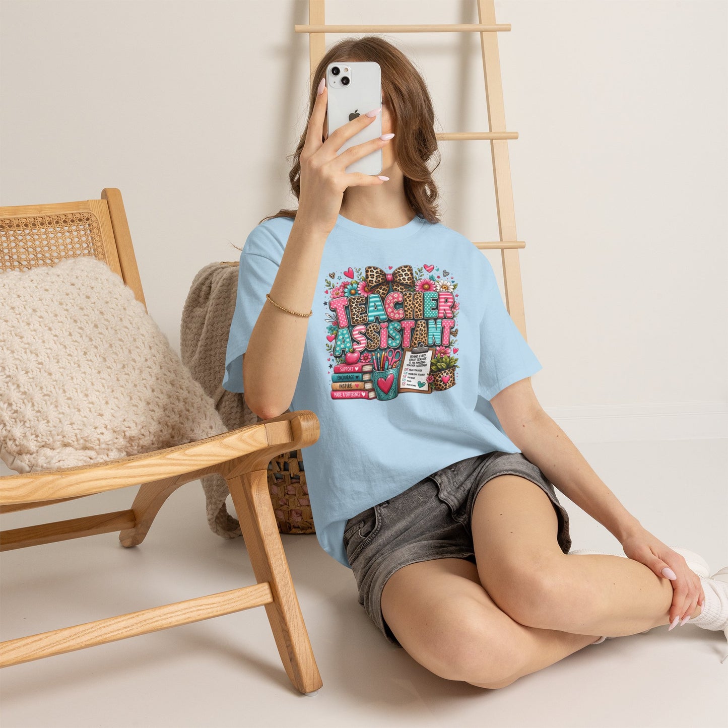 Floral & Leopard Teacher Assistant Tee — Gildan Heavy Cotton