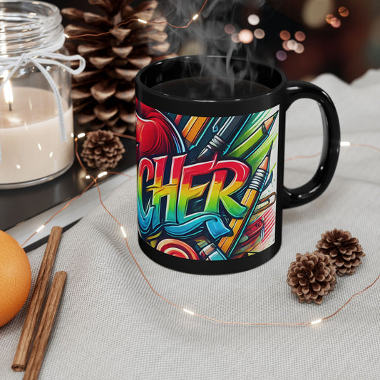 Teacher Graffiti Black Mug 11oz