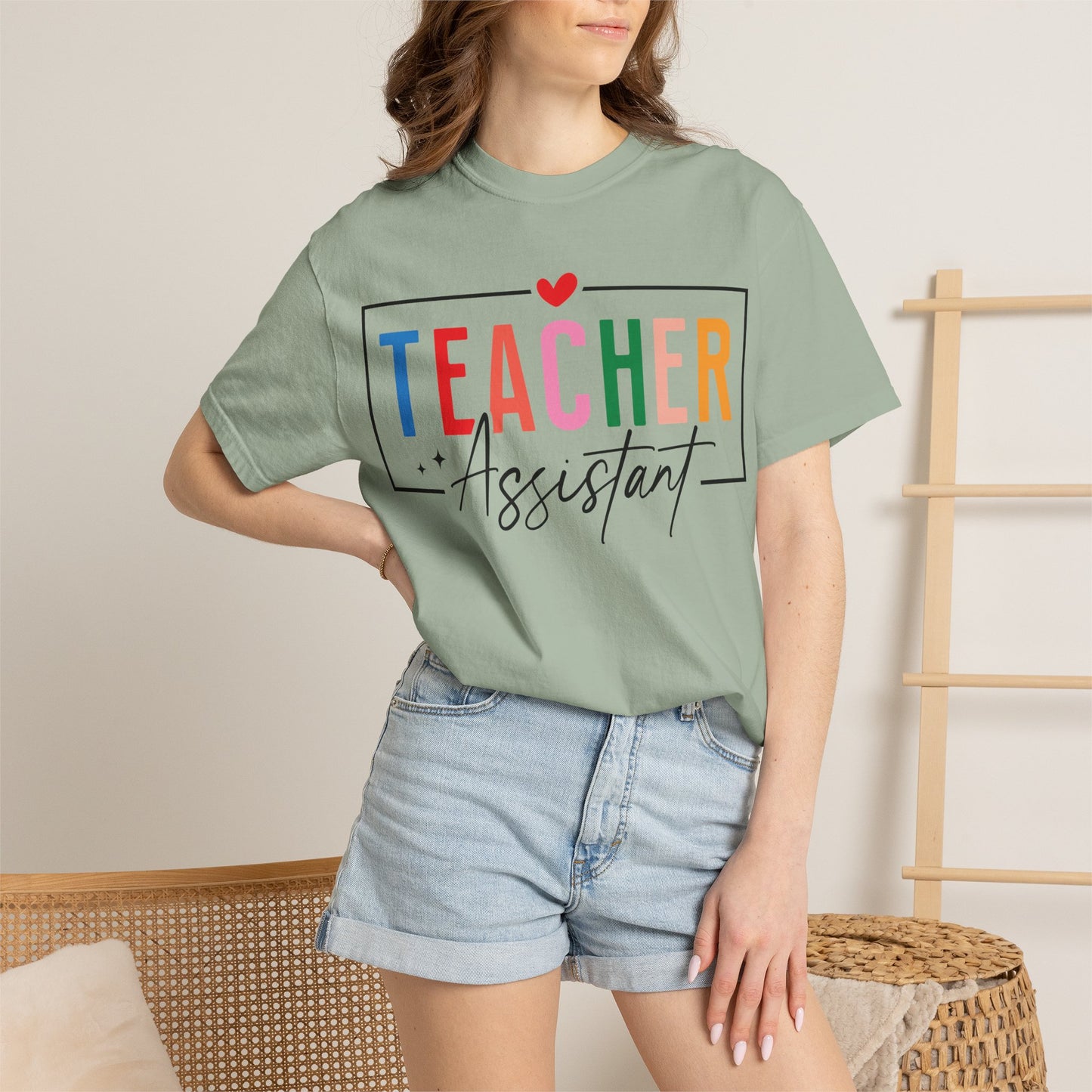 Teacher Assistant Colorful Light Tee — Comfort Colors