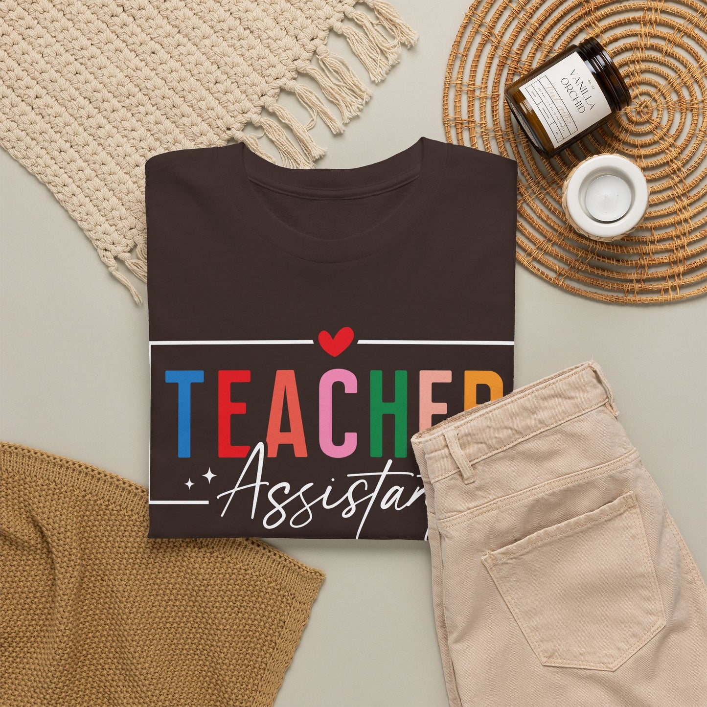 Teacher Assistant Colorful Dark Tee — Gildan Heavy Cotton