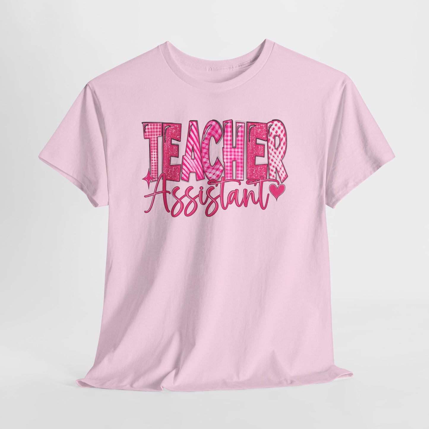 Pink Heart Teacher Assistant Tee — Gildan Heavy Cotton