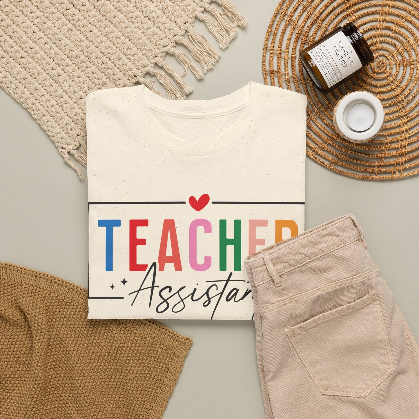 Teacher Assistant Colorful Light Tee — Gildan Heavy Cotton