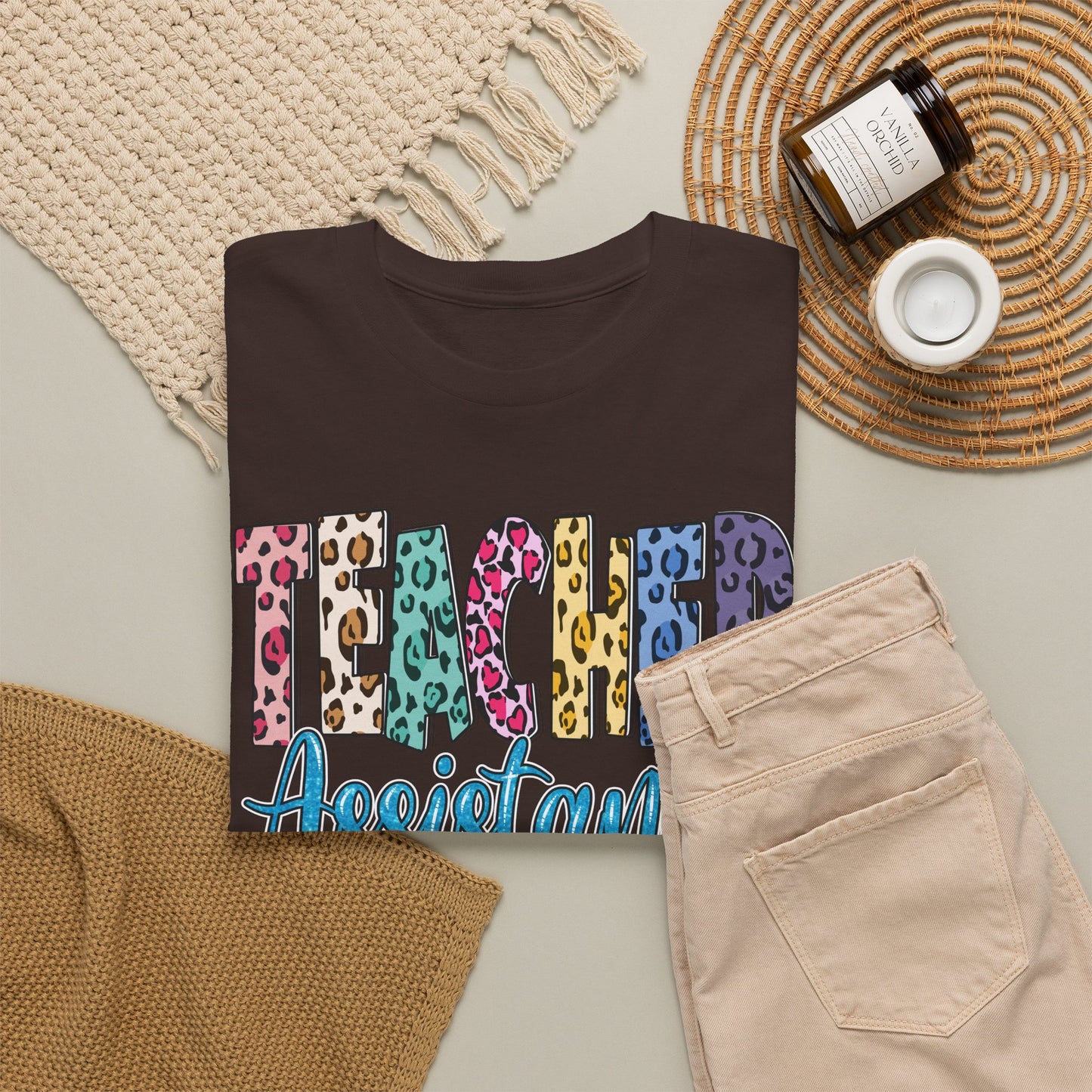 Teacher Assistant Leopard Print Tee — Gildan Heavy Cotton