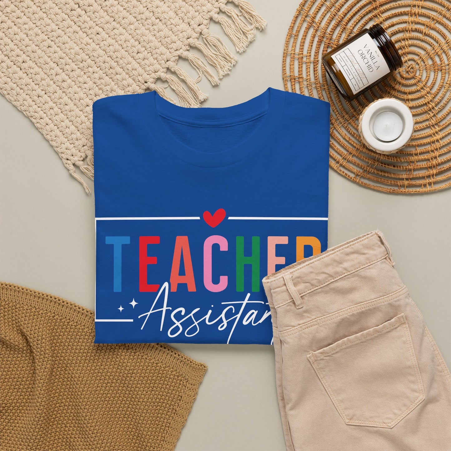 Teacher Assistant Colorful Dark Tee — Gildan Heavy Cotton