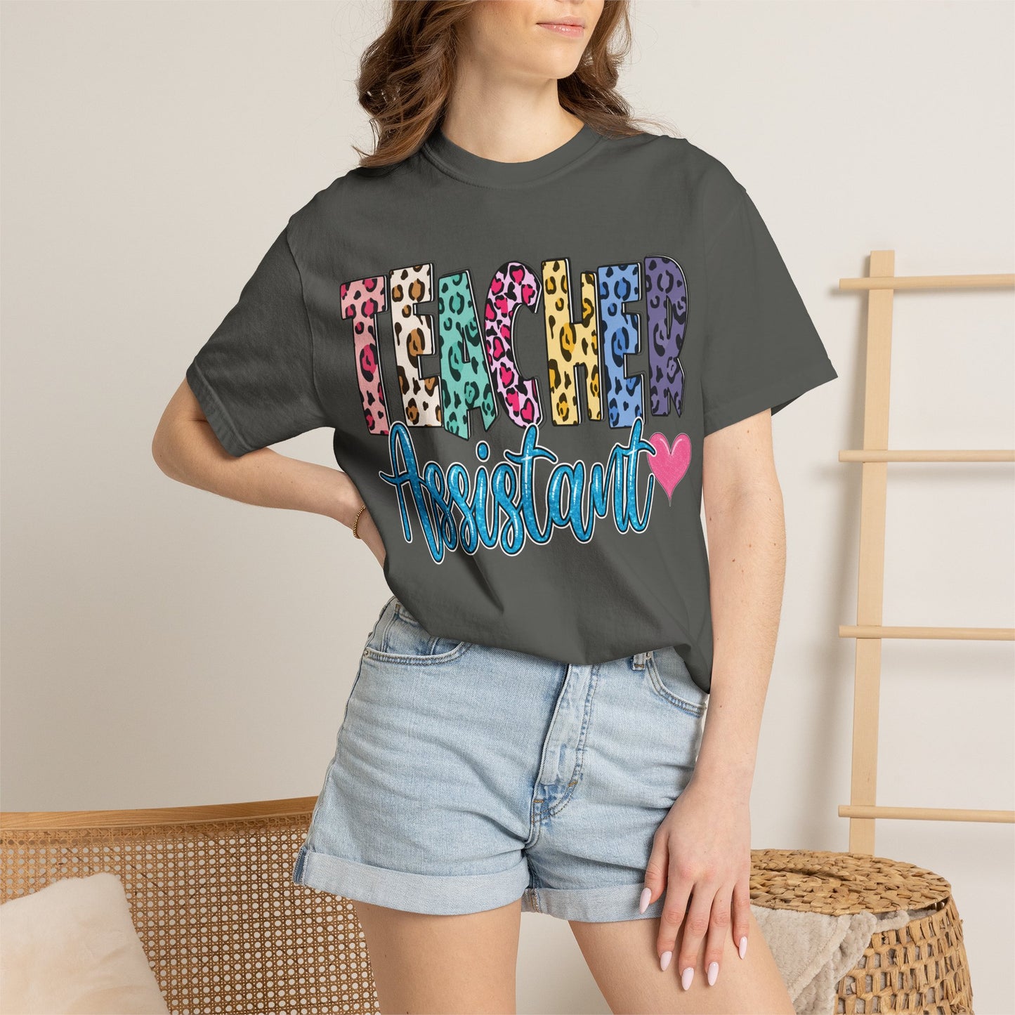 Teacher Assistant Leopard Print Tee -- Comfort Colors