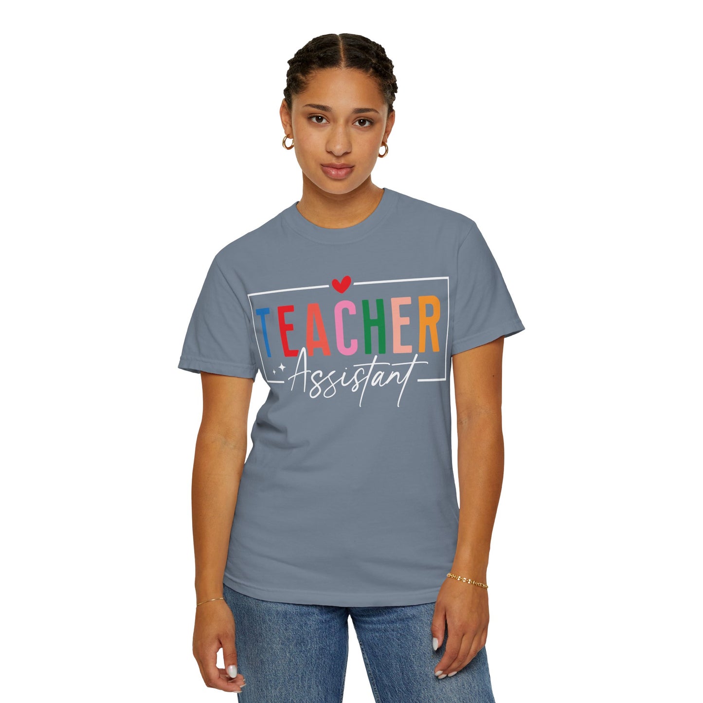 Teacher Assistant Colorful Dark Tee — Comfort Colors
