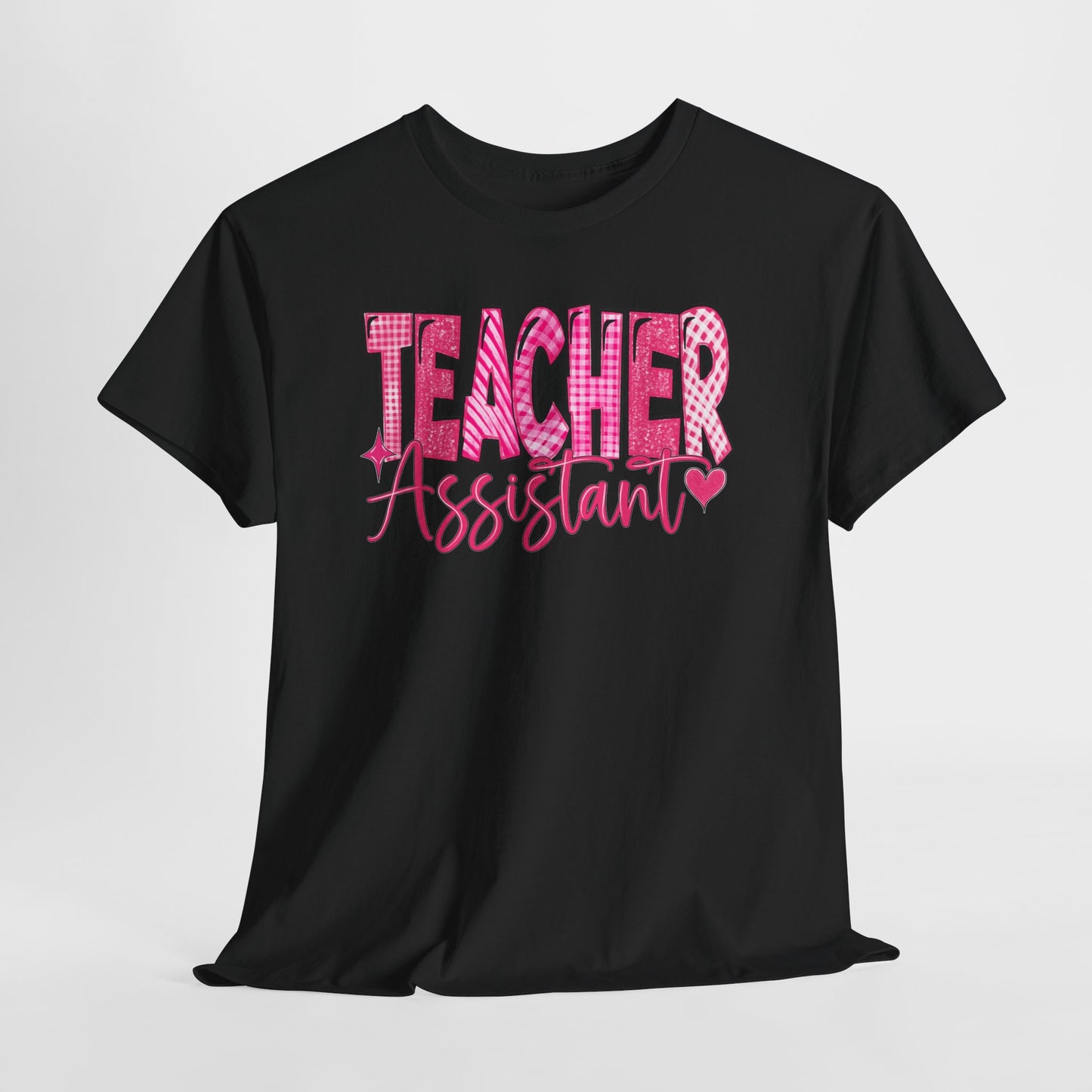 Pink Heart Teacher Assistant Tee — Gildan Heavy Cotton