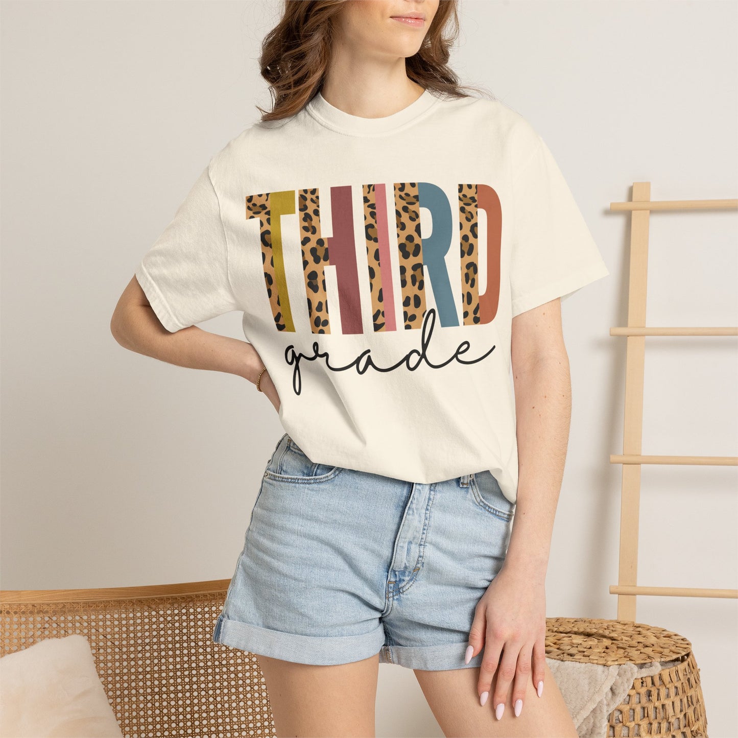 Third Grade Leopard Stripe Tee - Comfort Colors