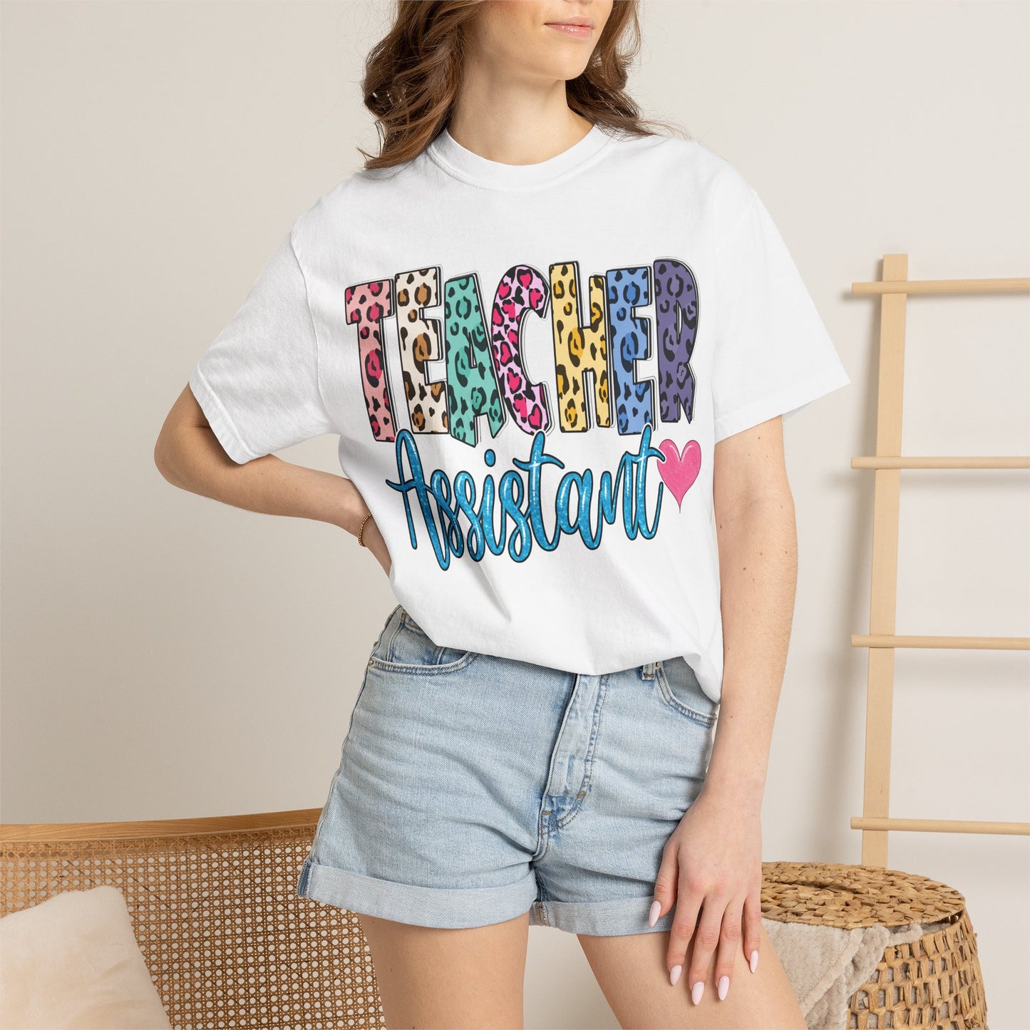 Teacher Assistant Leopard Print Tee -- Comfort Colors