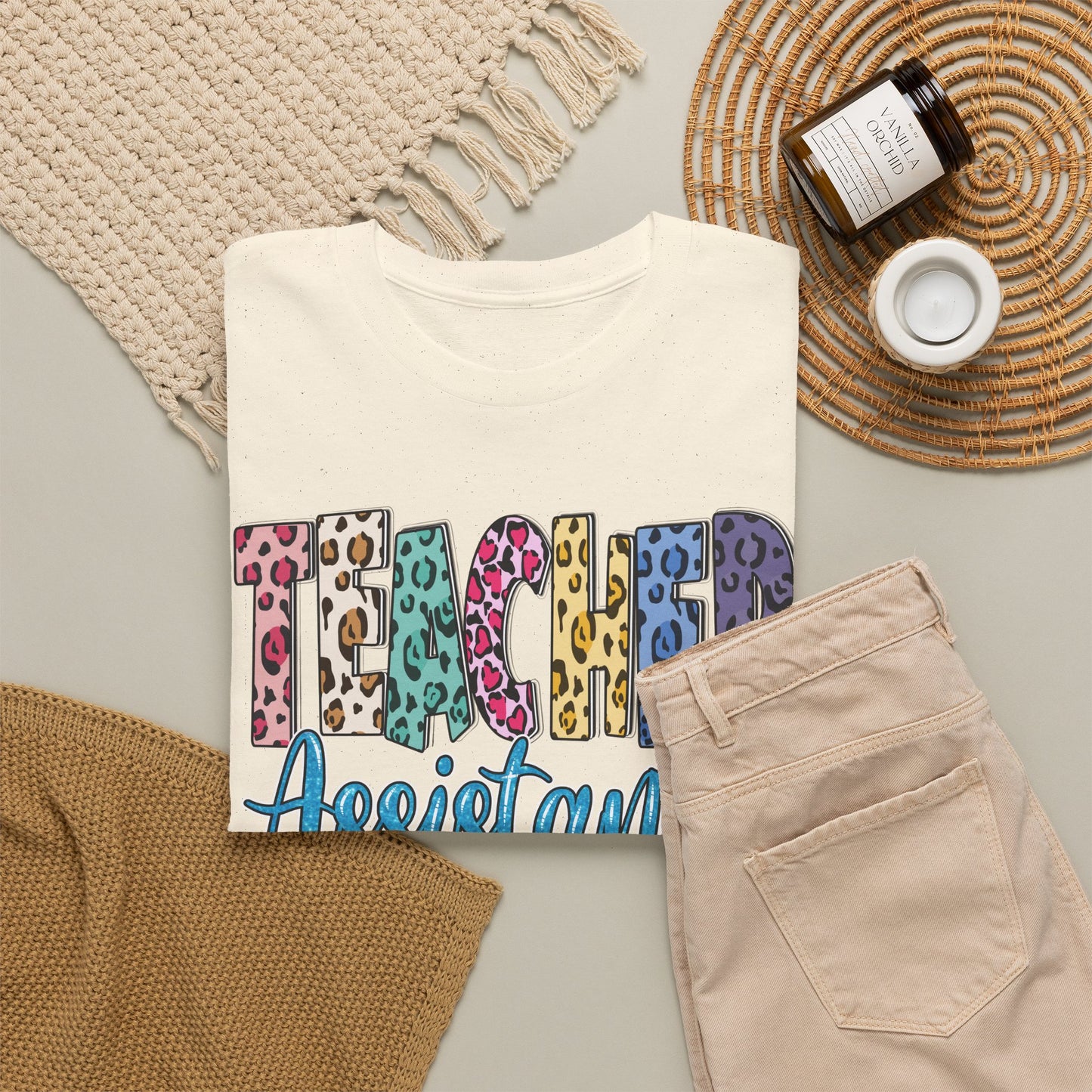 Teacher Assistant Leopard Print Tee — Gildan Heavy Cotton