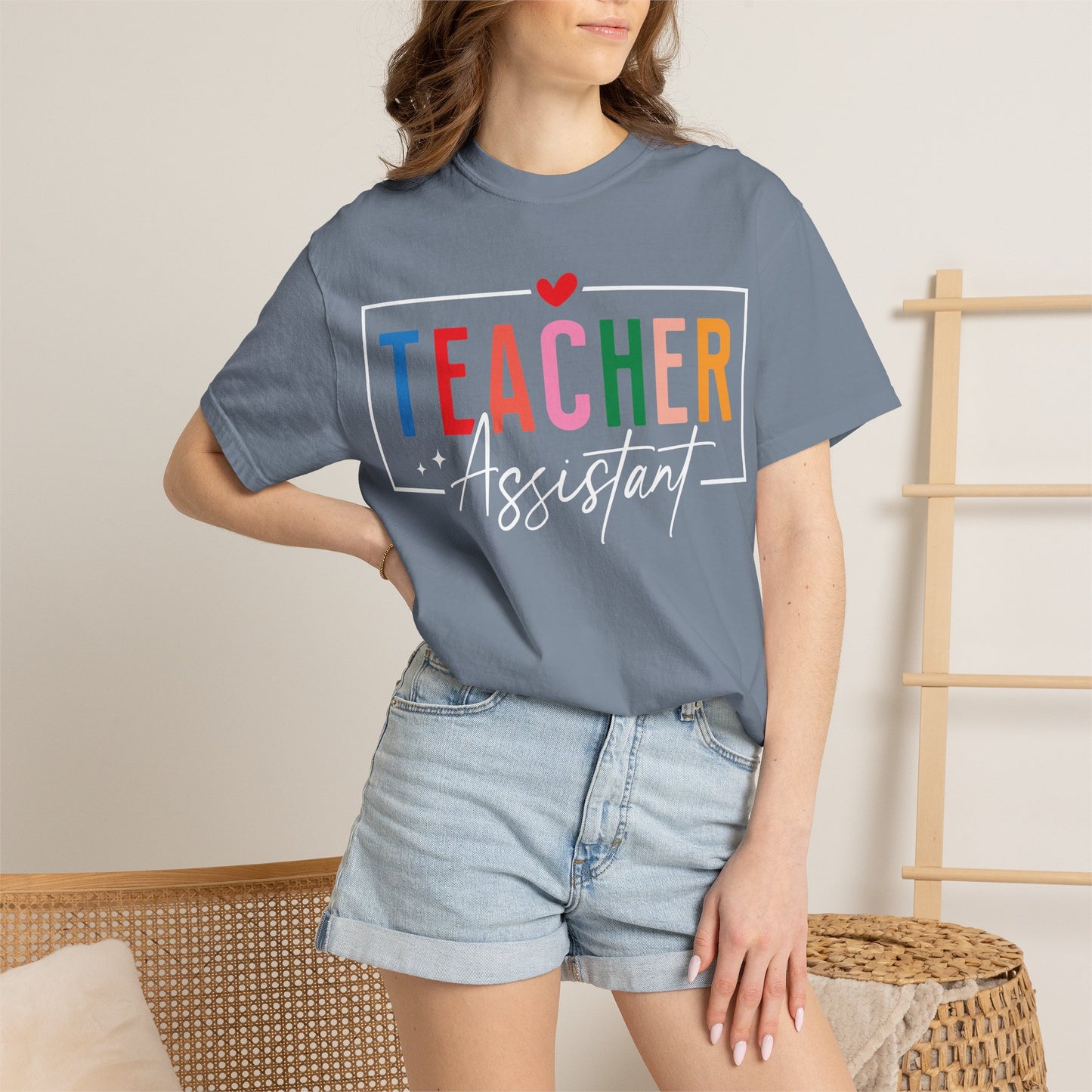 Teacher Assistant Colorful Dark Tee — Comfort Colors