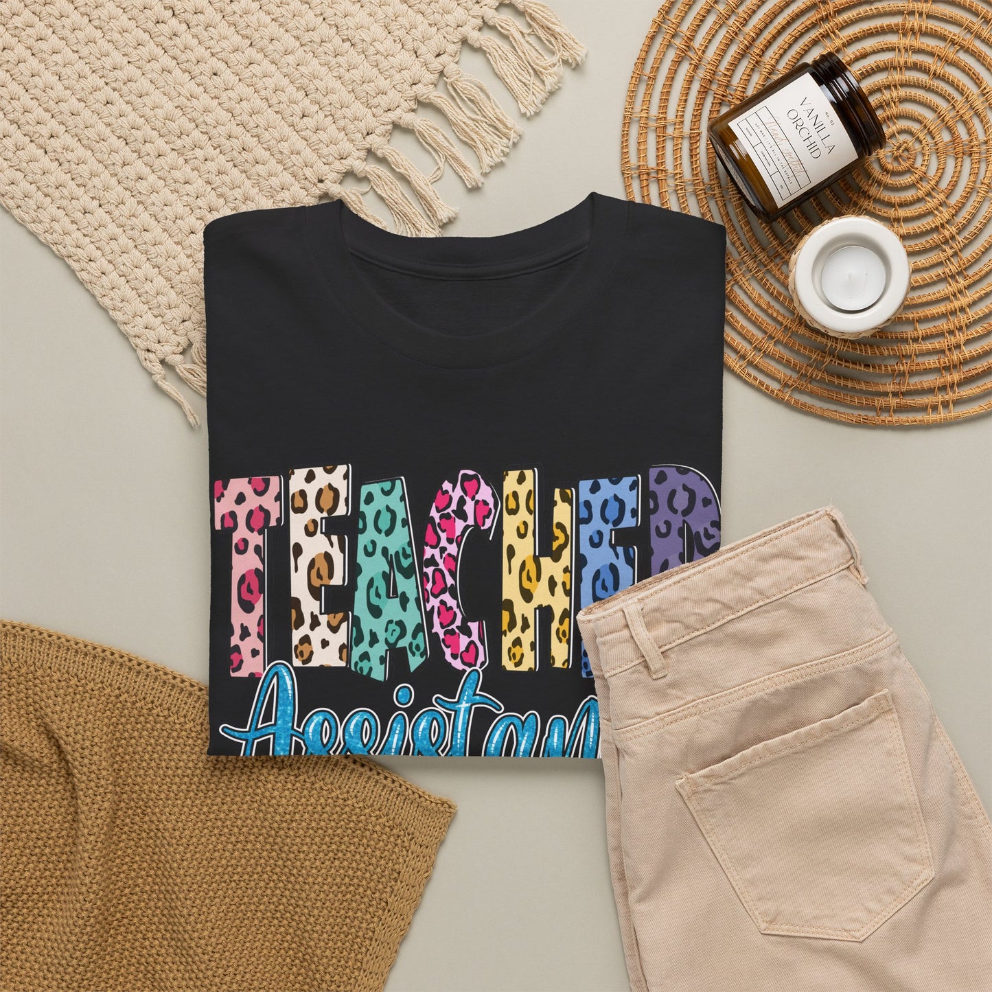 Teacher Assistant Leopard Print Tee — Gildan Heavy Cotton