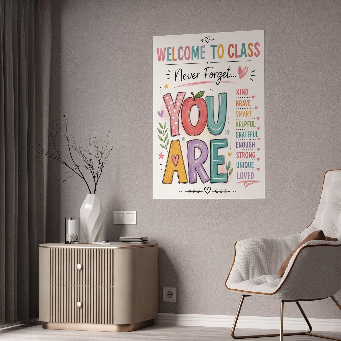 Welcome to Class "Never Forget You Are" Gloss Poster — Inspirational Classroom Wall Art