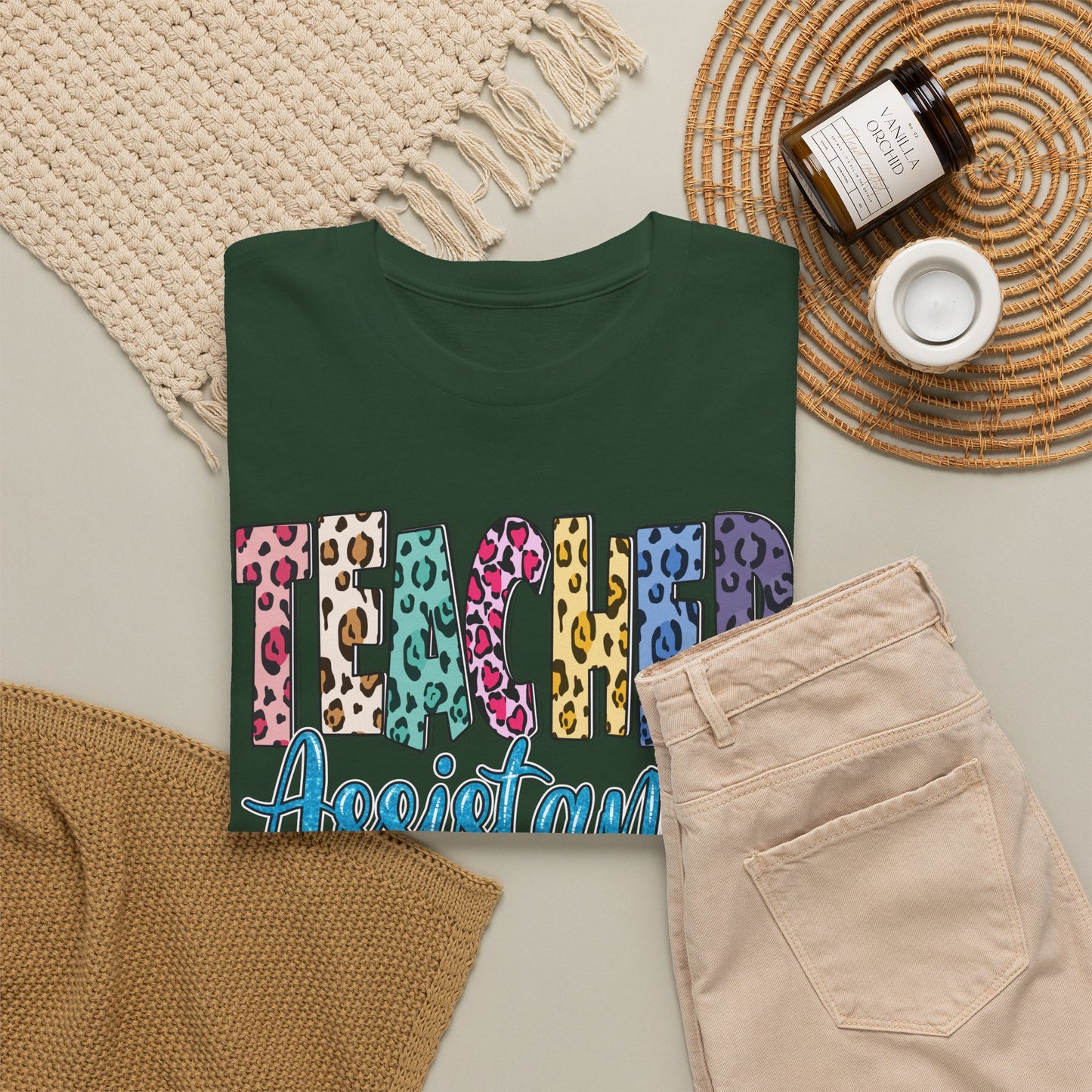Teacher Assistant Leopard Print Tee — Gildan Heavy Cotton