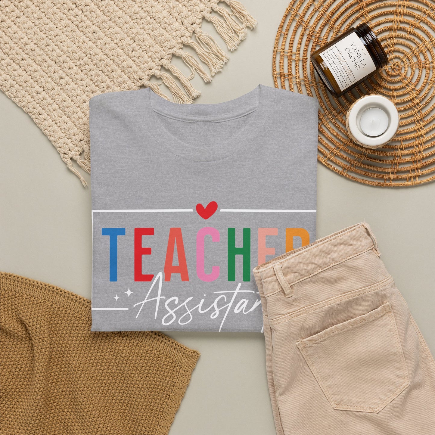 Teacher Assistant Colorful Dark Tee — Gildan Heavy Cotton
