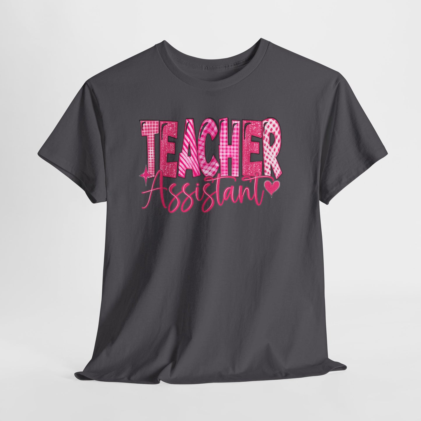 Pink Heart Teacher Assistant Tee — Gildan Heavy Cotton