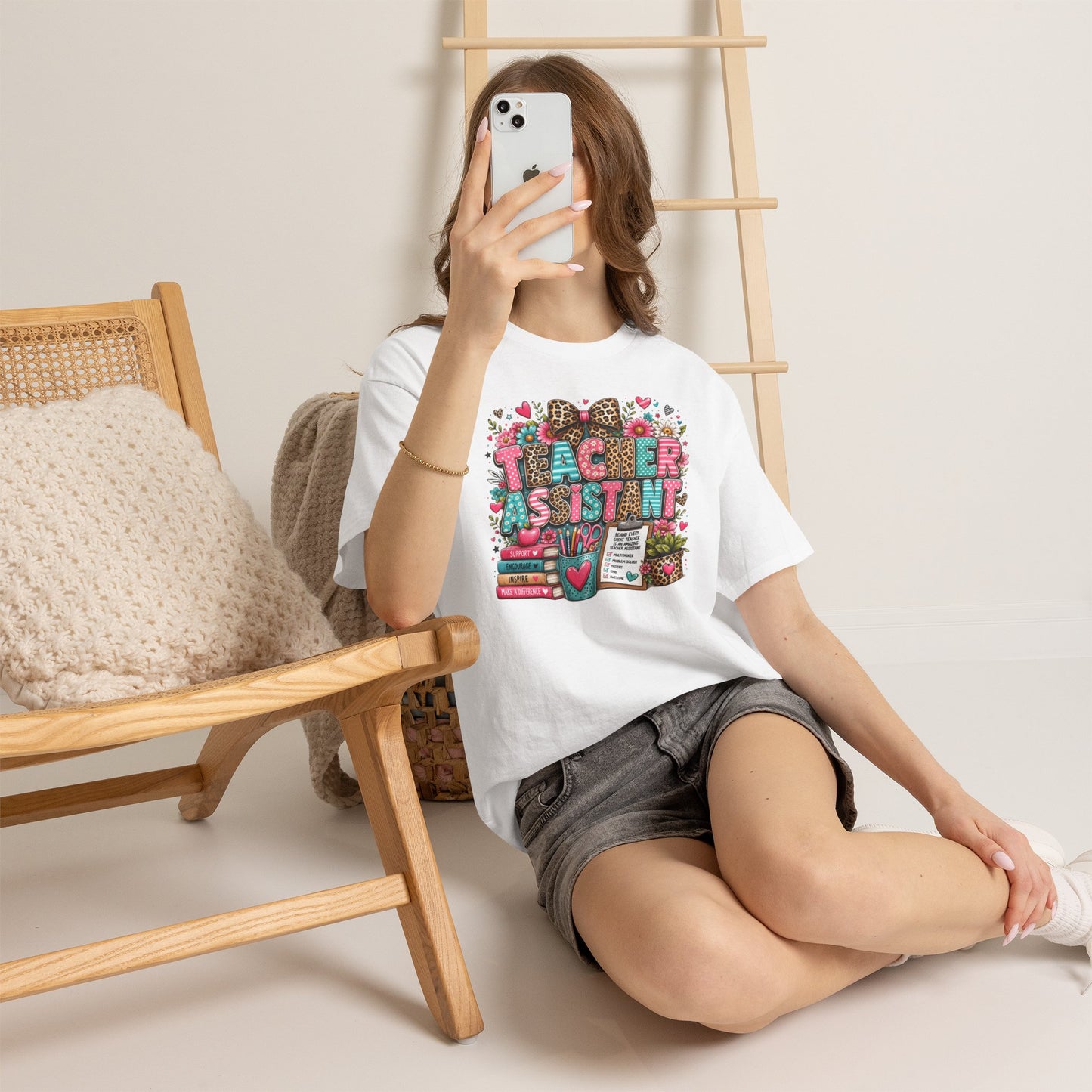 Floral & Leopard Teacher Assistant Tee — Gildan Heavy Cotton