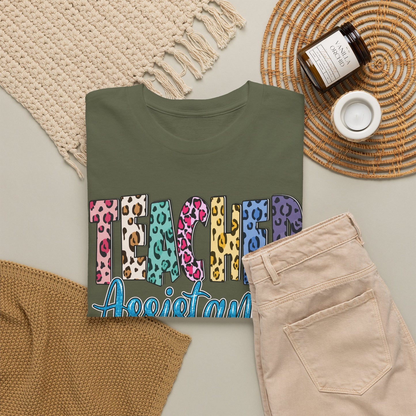 Teacher Assistant Leopard Print Tee — Gildan Heavy Cotton