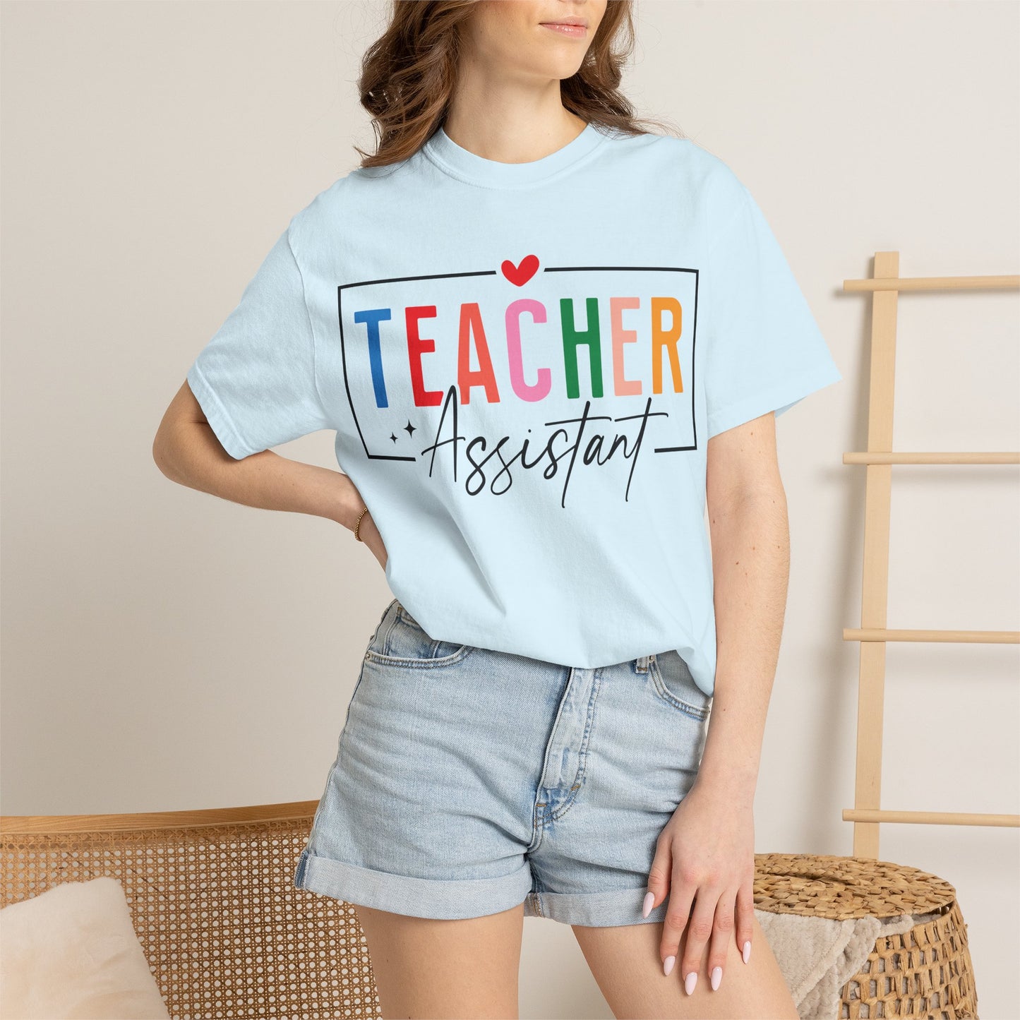 Teacher Assistant Colorful Light Tee — Comfort Colors