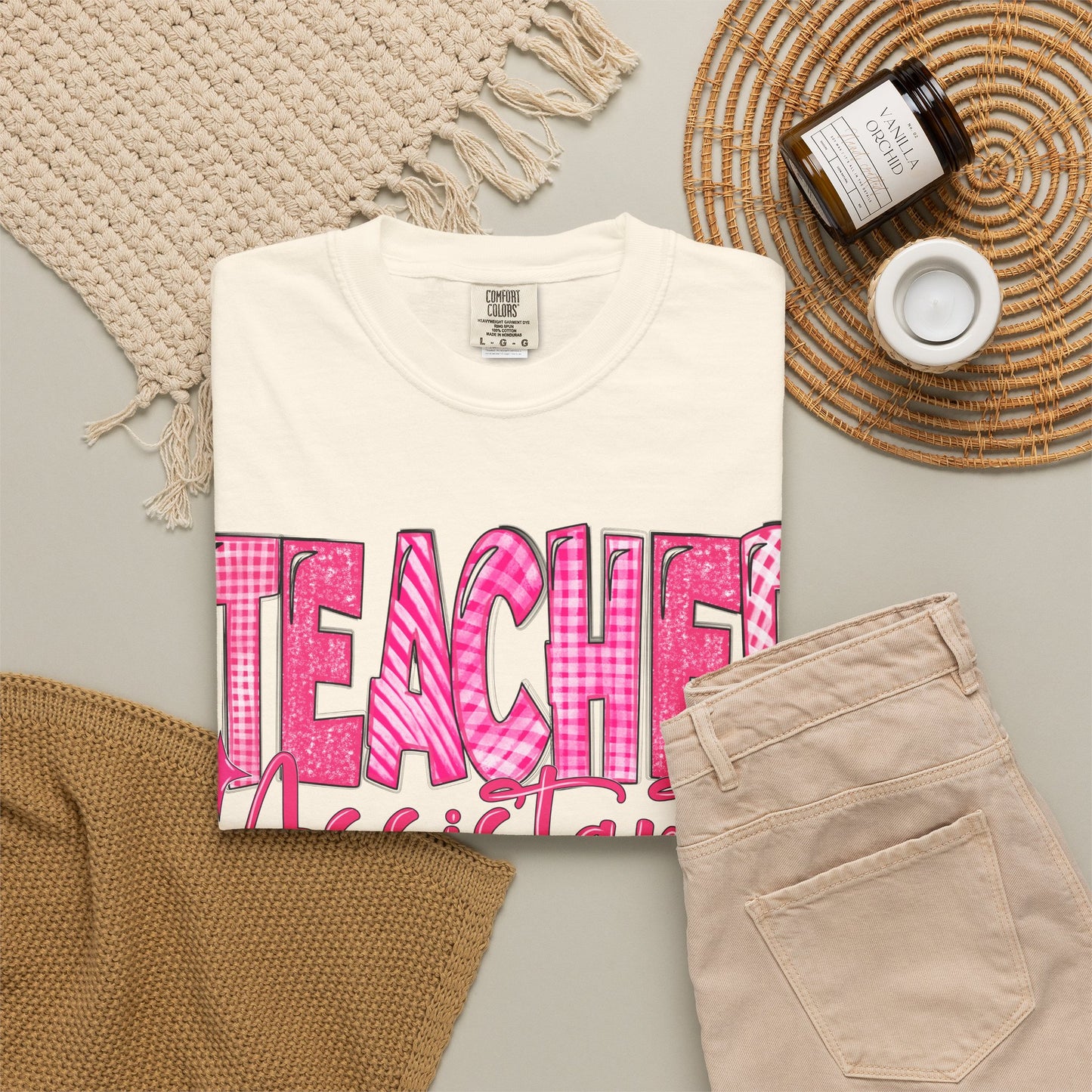 Pink Heart Teacher Assistant Tee — Comfort Colors