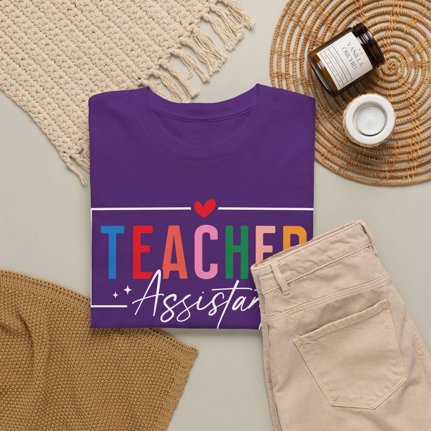 Teacher Assistant Colorful Dark Tee — Gildan Heavy Cotton