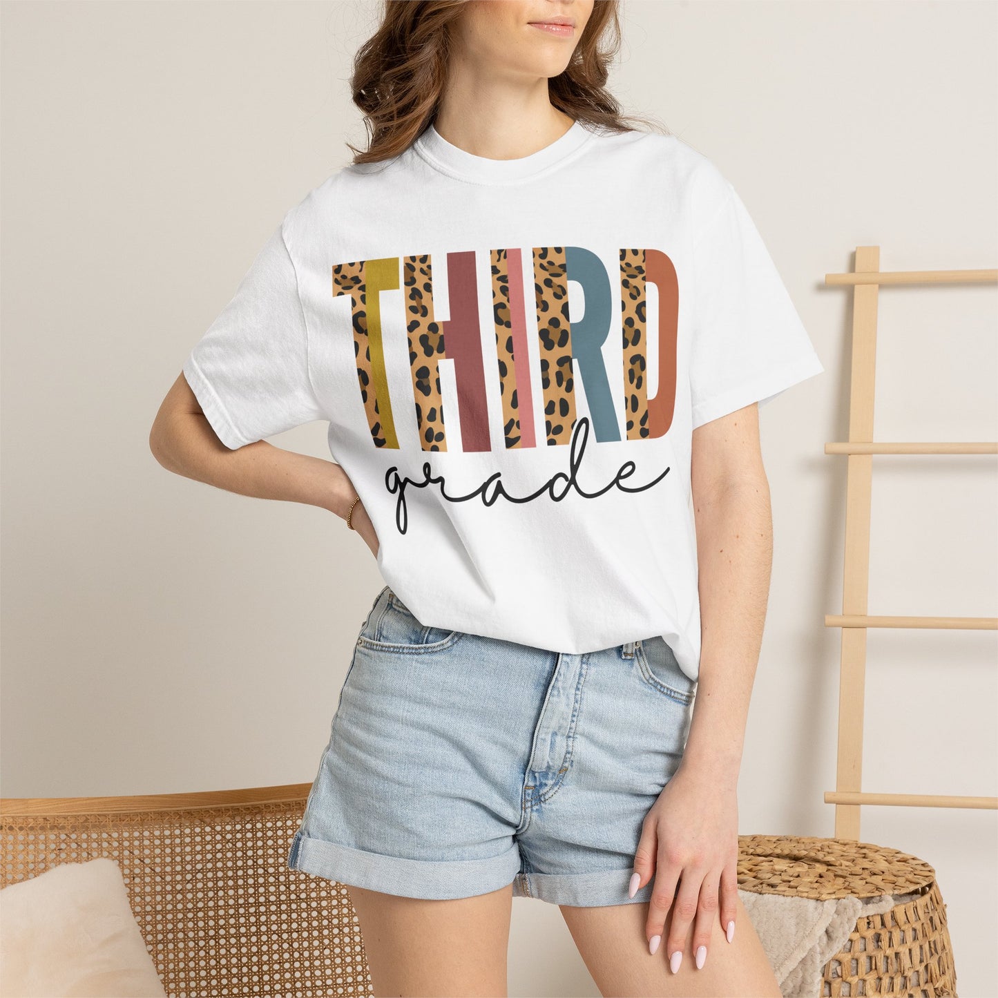 Third Grade Leopard Stripe Tee - Comfort Colors