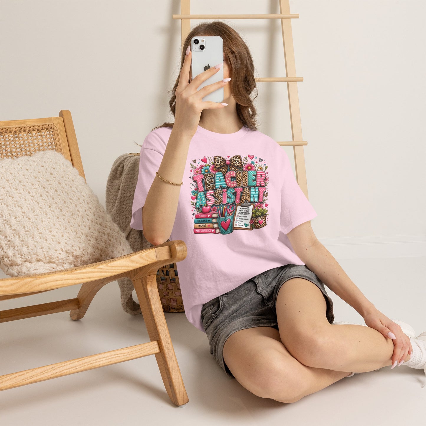 Floral & Leopard Teacher Assistant Tee — Gildan Heavy Cotton