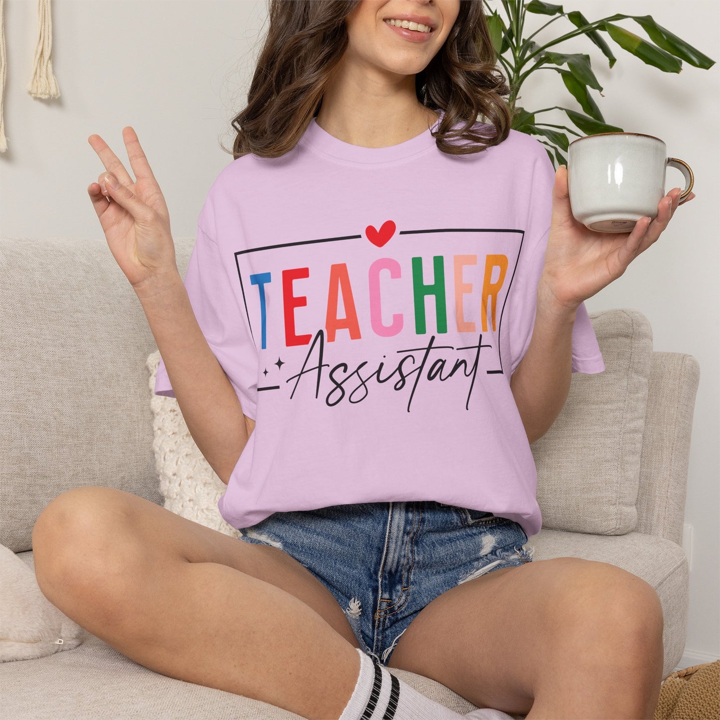 Teacher Assistant Colorful Light Tee — Comfort Colors