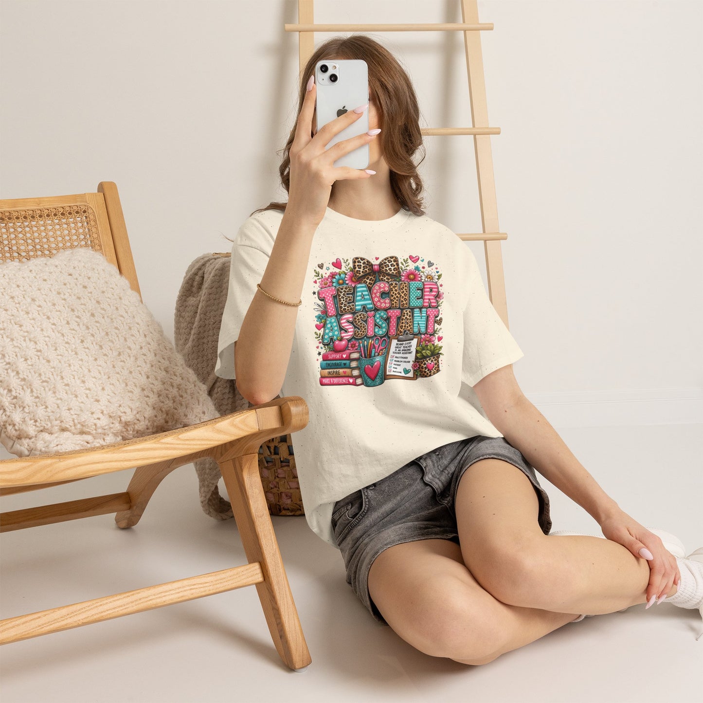 Floral & Leopard Teacher Assistant Tee — Gildan Heavy Cotton