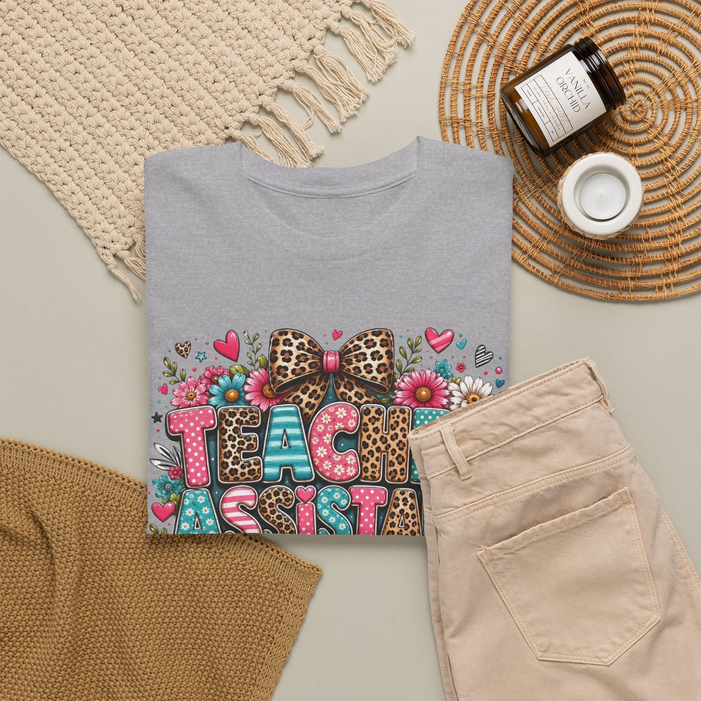Floral & Leopard Teacher Assistant Tee — Gildan Heavy Cotton