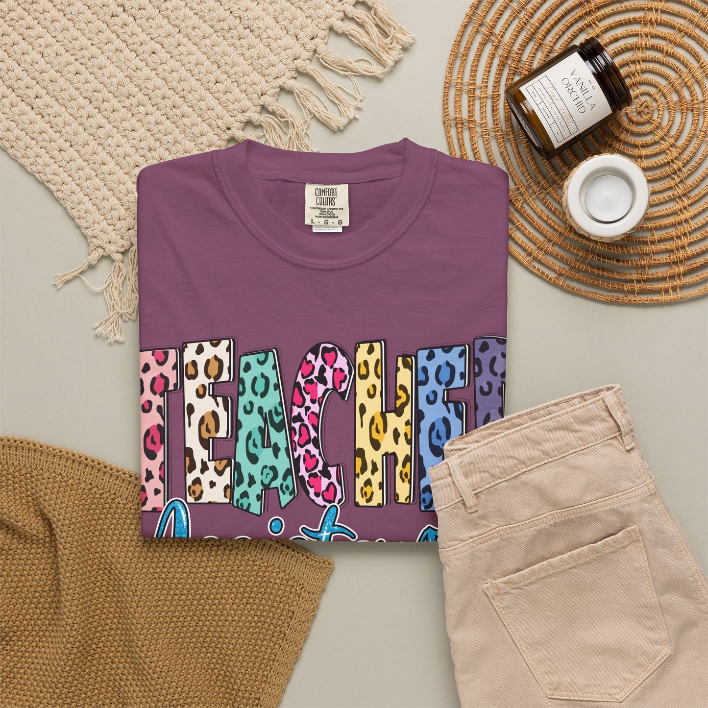 Teacher Assistant Leopard Print Tee -- Comfort Colors