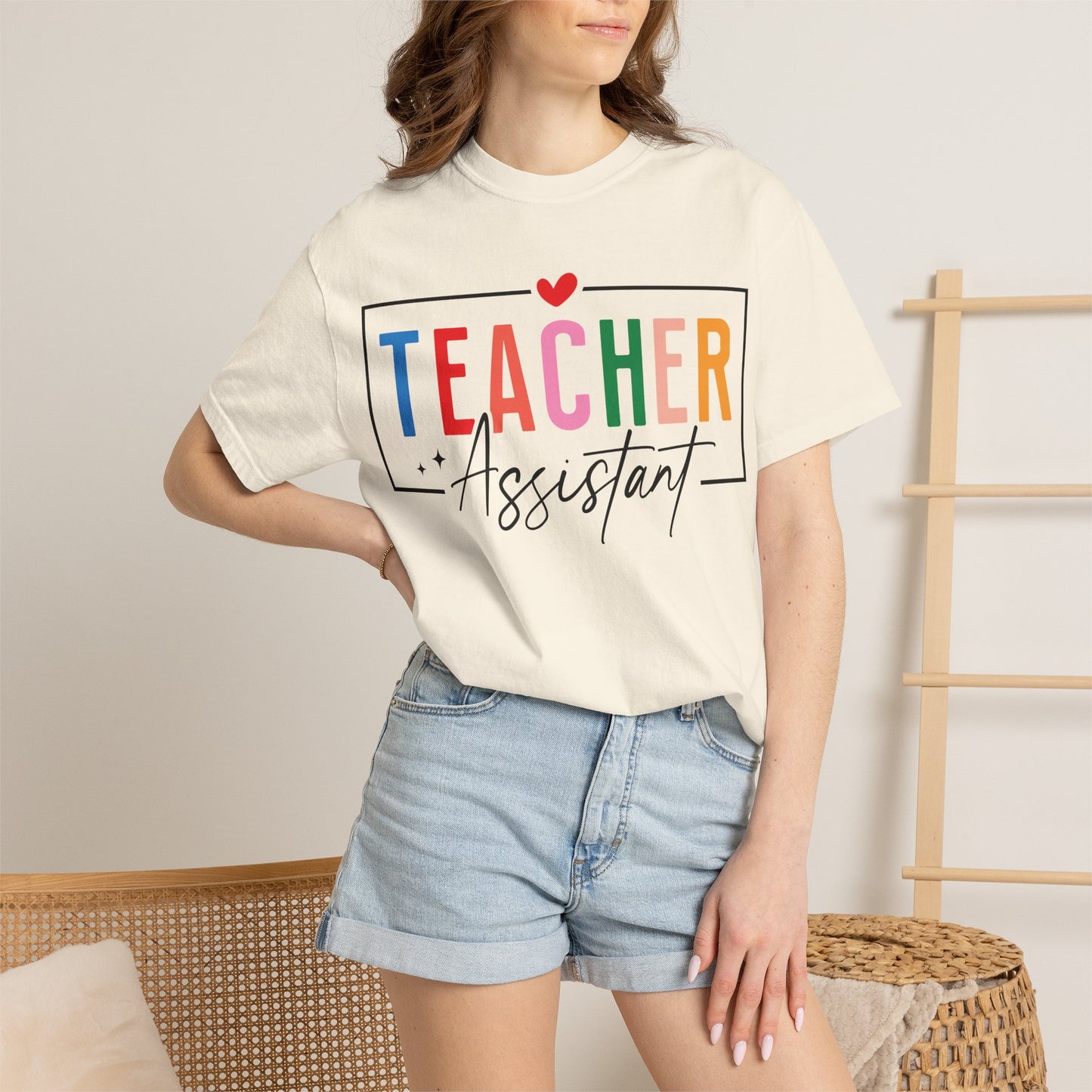 Teacher Assistant Colorful Light Tee — Comfort Colors