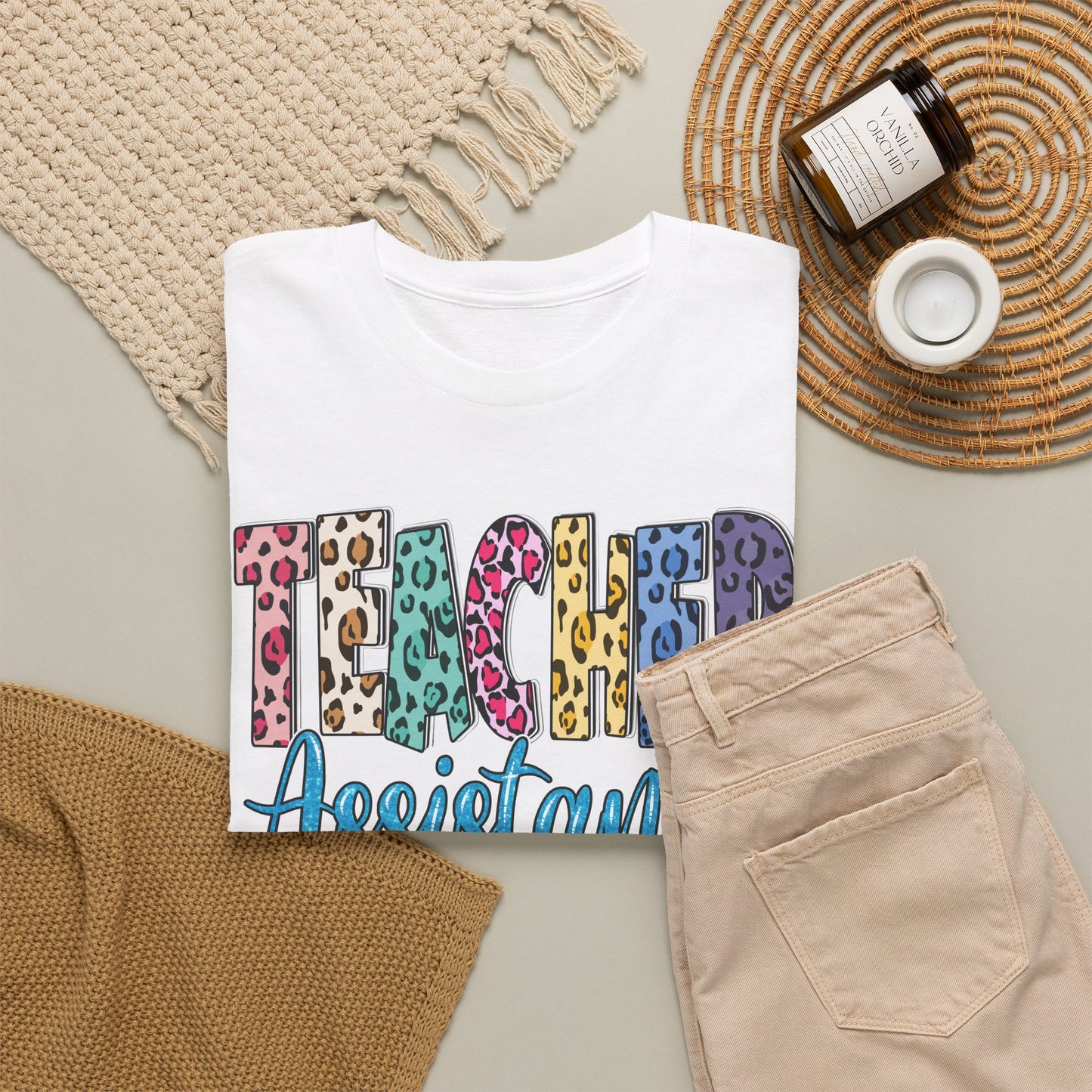 Teacher Assistant Leopard Print Tee — Gildan Heavy Cotton