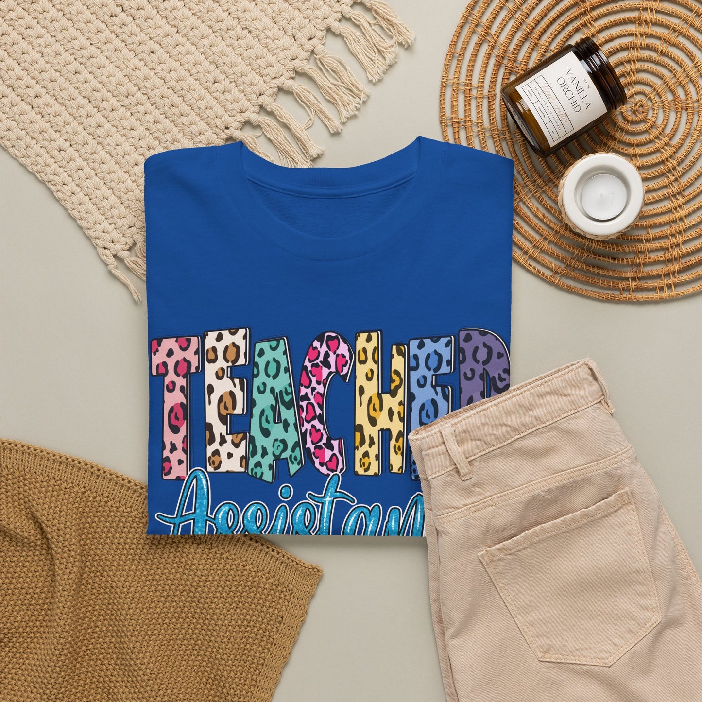 Teacher Assistant Leopard Print Tee — Gildan Heavy Cotton