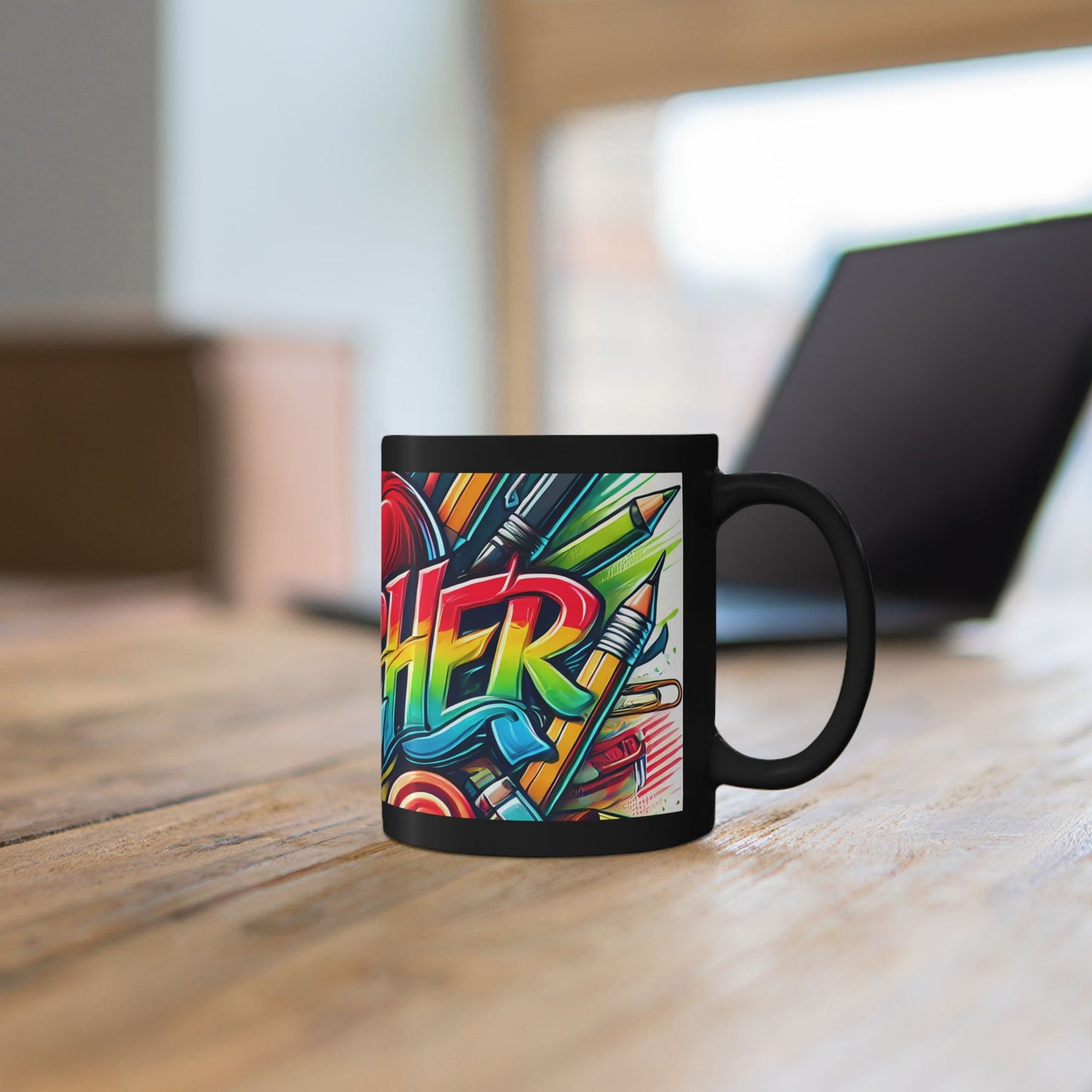 Teacher Graffiti Black Mug 11oz