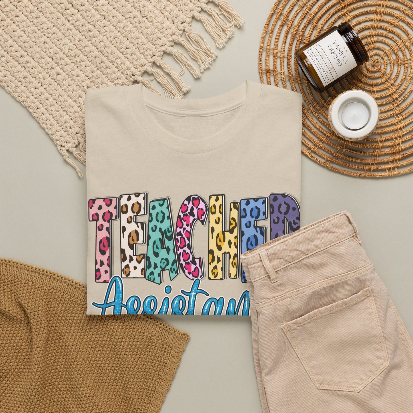 Teacher Assistant Leopard Print Tee — Gildan Heavy Cotton
